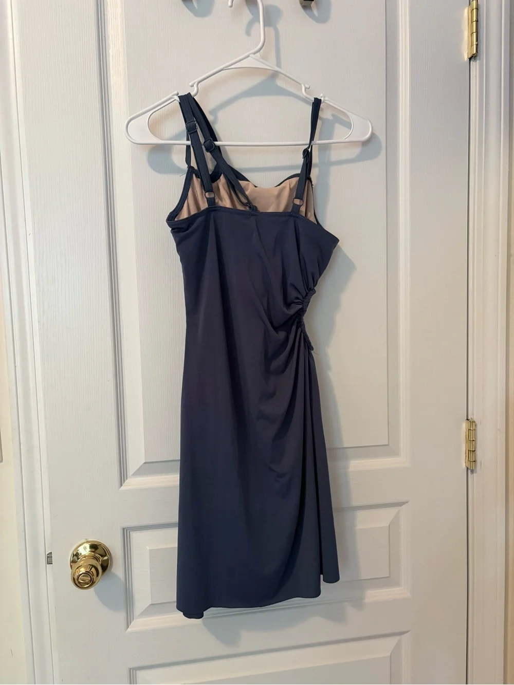 Weissman Navy One-Shoulder Draped Dance Costume